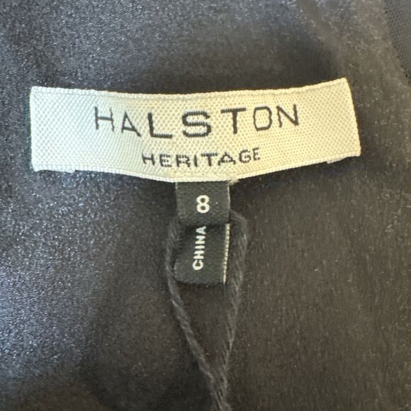 Halston Heritage Size 8  Black Crew Neck Long Dress Gown Cut Out $595 - Picture 7 of 15